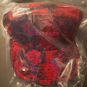 Adidas x Ivy Park 5 Panel Satin Hat in Red